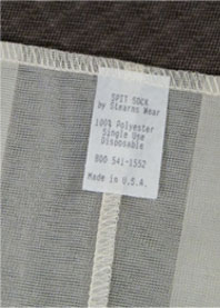 Example of Spit Sock Hood tag.
